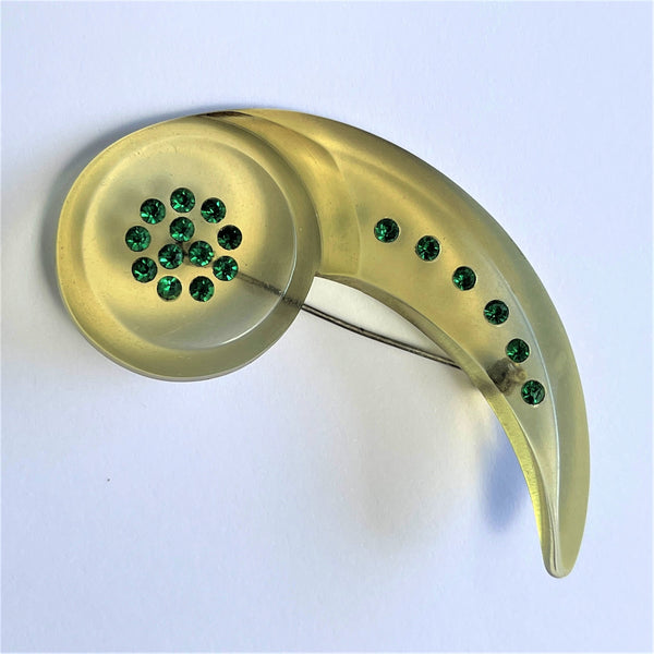 Vintage Clear Lucite Acrylic 1940's Rhinestone Brooch-Vintageonline-Vintage Online