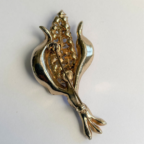 Vintage Corn Rhinestone Brooch-Vintageonline-Vintage Online