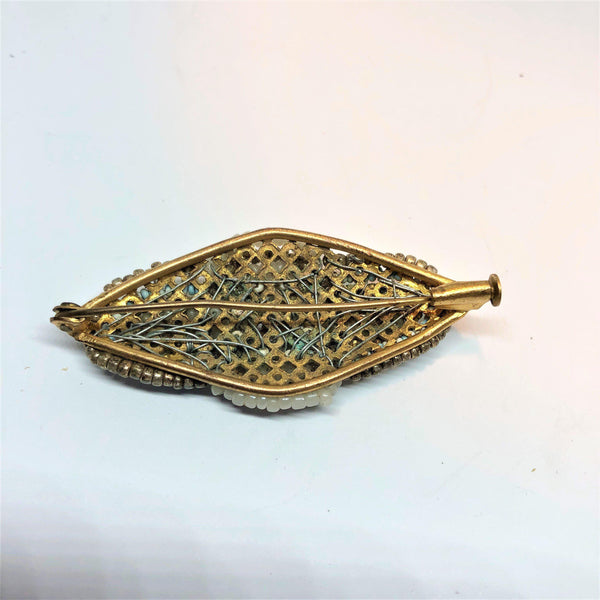 Vintage Hand Made Seed Bead Brooch 1940's-Vintageonline-Vintage Online
