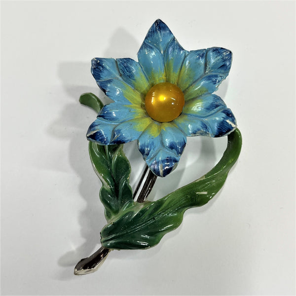 Vintage Mid Century Celluloid Flower Power Brooch-Vintageonline-Vintage Online