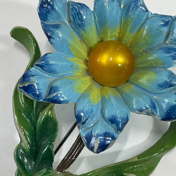 Vintage Mid Century Celluloid Flower Power Brooch-Vintageonline-Vintage Online