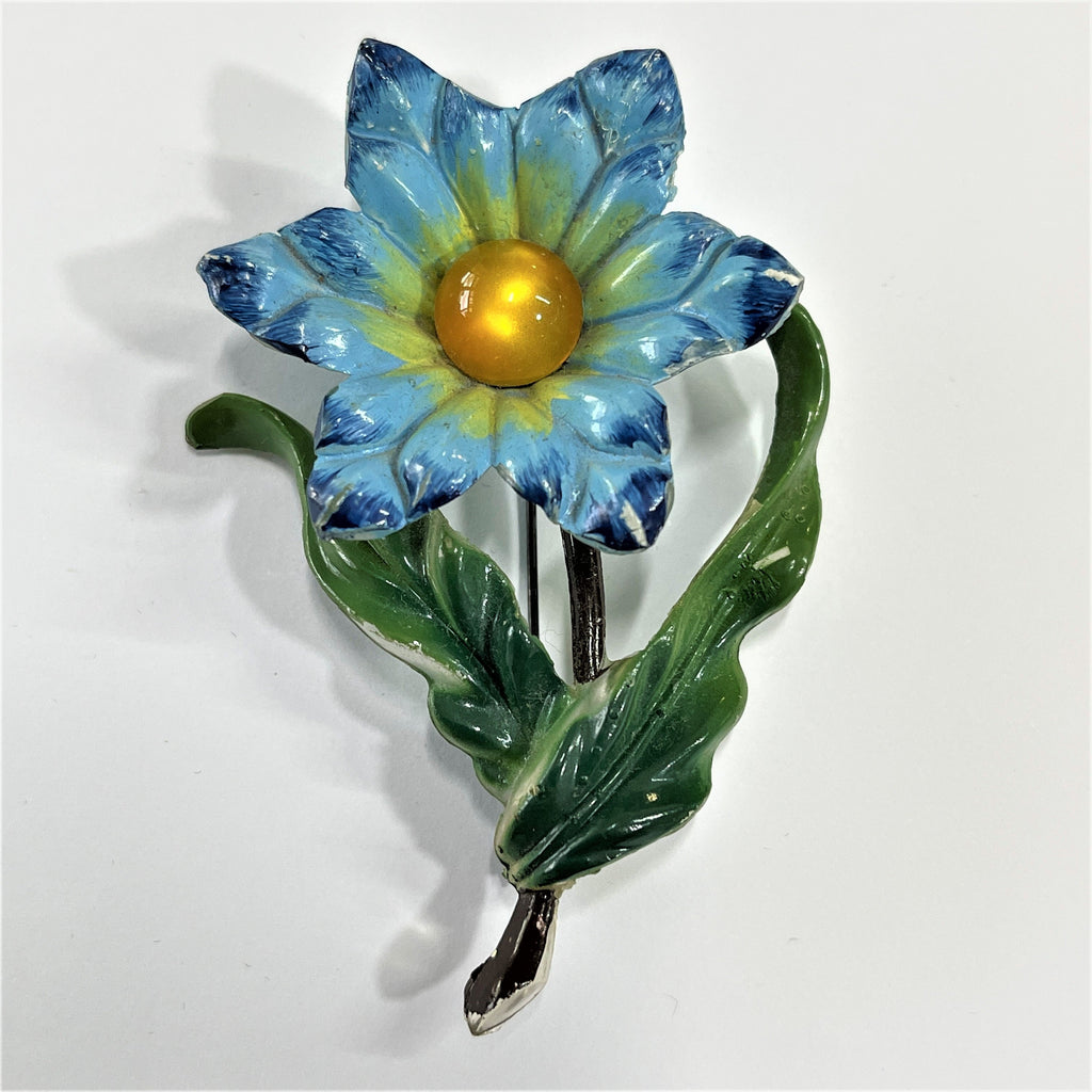 Vintage Mid Century Celluloid Flower Power Brooch-Vintageonline-Vintage Online